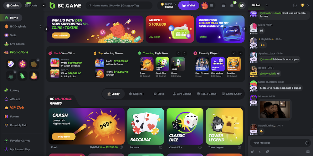 استعراض شامل لـ BC Game كازينو العملات المشفرة